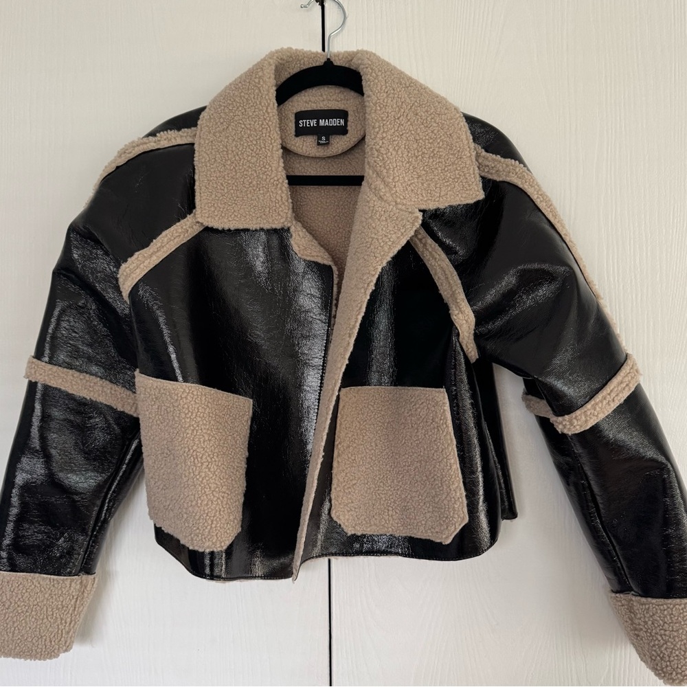 Steve Madden Black and Cream Teddy Jacket
